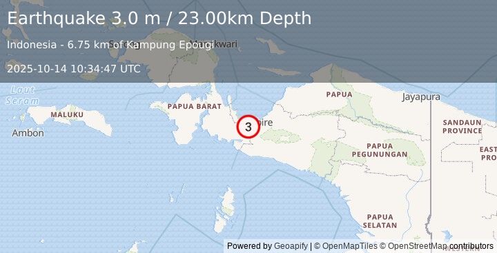 Earthquake PAPUA, INDONESIA (3.0 m) (2025-10-14 10:34:47 UTC)