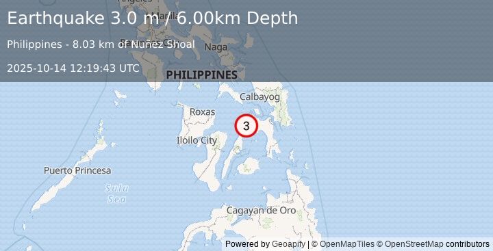 Earthquake LEYTE, PHILIPPINES (3.0 m) (2025-10-14 12:19:43 UTC)