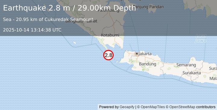 Earthquake SUNDA STRAIT, INDONESIA (2.8 m) (2025-10-14 13:14:38 UTC)