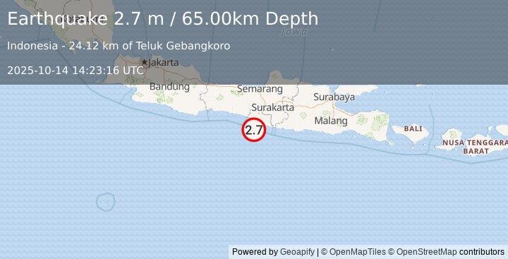 Earthquake JAVA, INDONESIA (2.7 m) (2025-10-14 14:23:16 UTC)