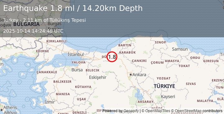 Earthquake WESTERN TURKEY (1.7 ml) (2025-10-14 14:23:59 UTC)