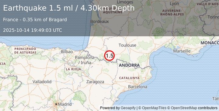 Earthquake FRANCE (1.5 ml) (2025-10-14 19:49:03 UTC)
