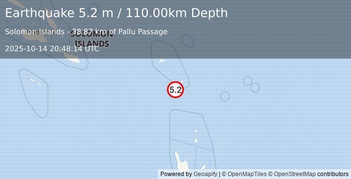 Earthquake SANTA CRUZ ISLANDS (4.9 mb) (2025-10-14 20:48:19 UTC)