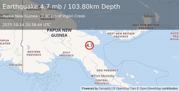 Earthquake EASTERN NEW GUINEA REG., P.N.G. (4.7 mb) (2025-10-14 20:38:44 UTC)