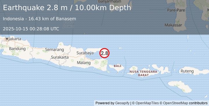Earthquake BALI SEA (2.8 m) (2025-10-15 00:28:08 UTC)