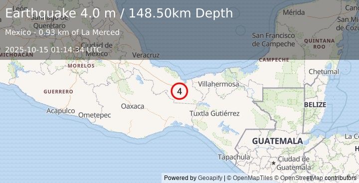 Earthquake VERACRUZ, MEXICO (4.0 m) (2025-10-15 01:14:34 UTC)