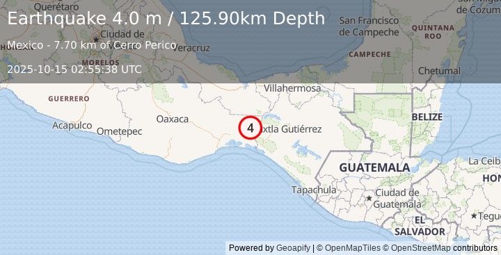 Earthquake OAXACA, MEXICO (4.0 m) (2025-10-15 02:55:38 UTC)