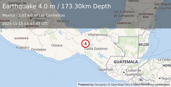 Earthquake VERACRUZ, MEXICO (4.0 m) (2025-10-15 03:47:43 UTC)