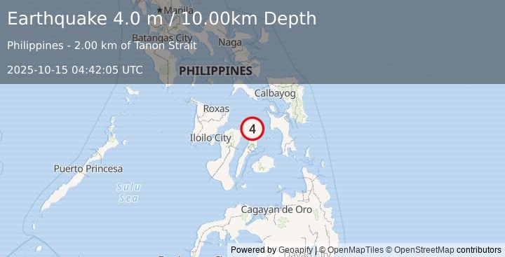 Earthquake NEGROS- CEBU REG, PHILIPPINES (4.0 m) (2025-10-15 04:42:05 UTC)