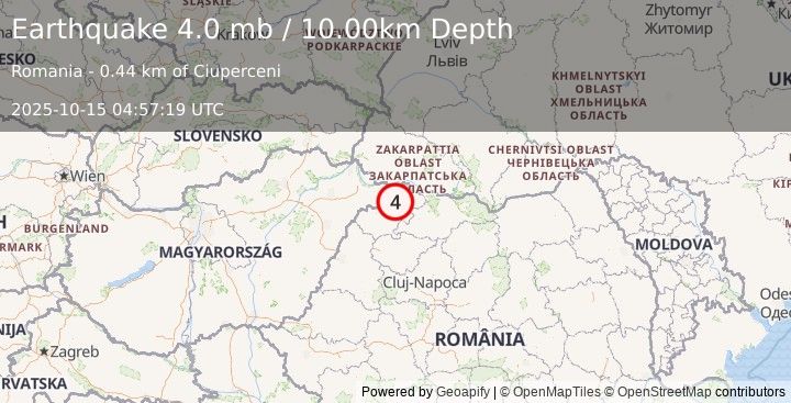 Earthquake ROMANIA (4.0 m) (2025-10-15 04:57:20 UTC)
