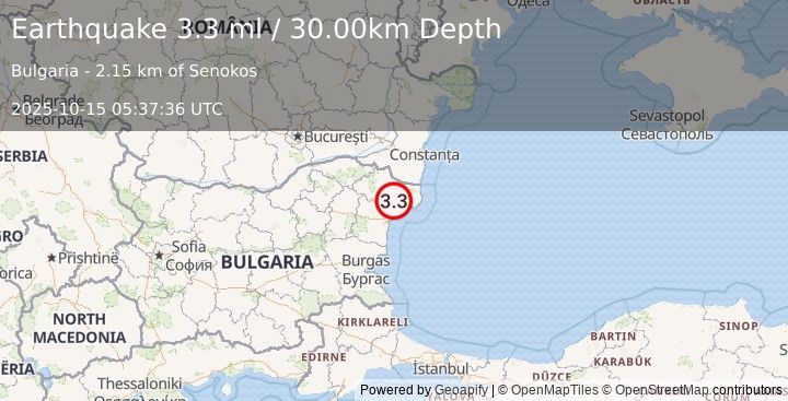 Earthquake BULGARIA (3.4 m) (2025-10-15 05:37:35 UTC)