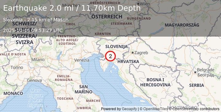 Earthquake SLOVENIA (2.0 ml) (2025-10-15 09:53:27 UTC)
