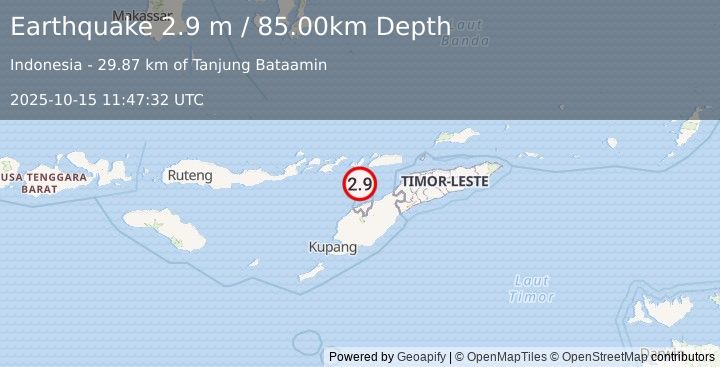 Earthquake KEPULAUAN ALOR, INDONESIA (2.9 m) (2025-10-15 11:47:32 UTC)