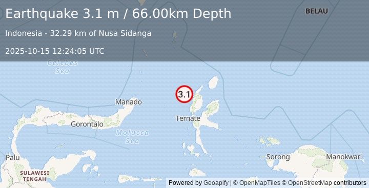 Earthquake HALMAHERA, INDONESIA (3.1 m) (2025-10-15 12:24:05 UTC)