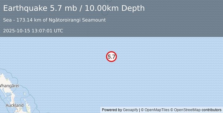Earthquake SOUTH OF KERMADEC ISLANDS (5.4 mw) (2025-10-15 13:07:02 UTC)