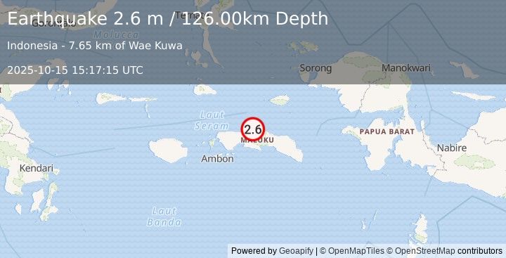 Earthquake SERAM, INDONESIA (2.6 m) (2025-10-15 15:17:15 UTC)