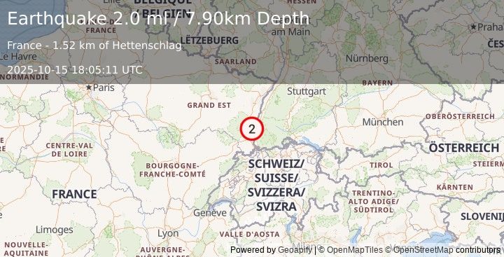 Earthquake FRANCE-GERMANY BORDER REGION (2.0 ml) (2025-10-15 18:05:10 UTC)
