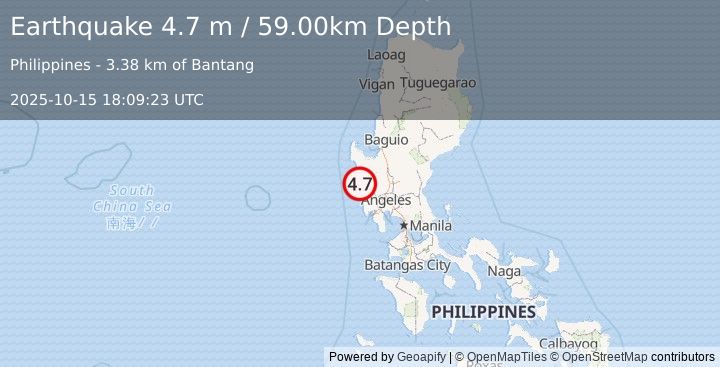 Earthquake LUZON, PHILIPPINES (4.7 m) (2025-10-15 18:09:23 UTC)