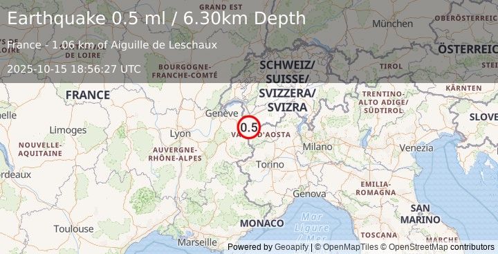 Earthquake NORTHERN ITALY (0.5 ml) (2025-10-15 18:56:27 UTC)