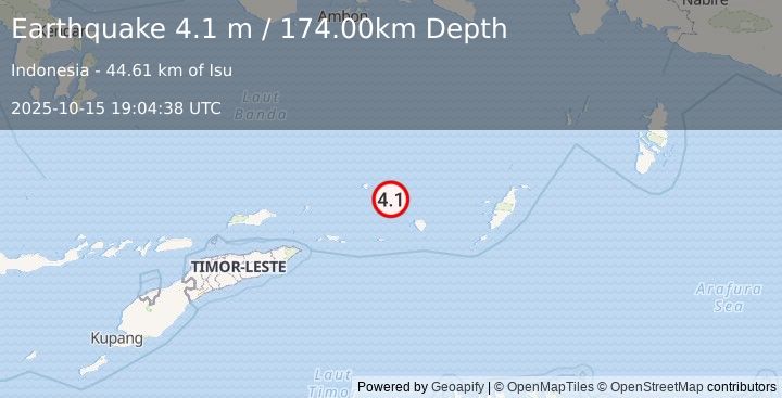 Earthquake KEPULAUAN BABAR, INDONESIA (4.1 m) (2025-10-15 19:04:38 UTC)
