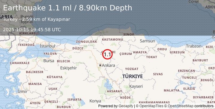 Earthquake CENTRAL TURKEY (1.2 ml) (2025-10-15 19:45:59 UTC)