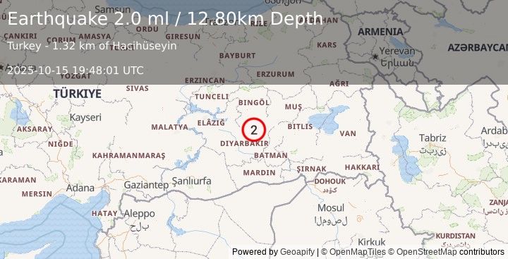 Earthquake EASTERN TURKEY (2.0 ml) (2025-10-15 19:48:01 UTC)