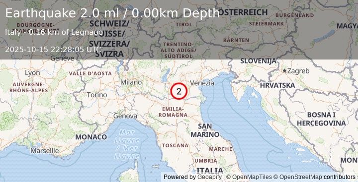 Earthquake NORTHERN ITALY (2.0 ml) (2025-10-15 22:28:05 UTC)
