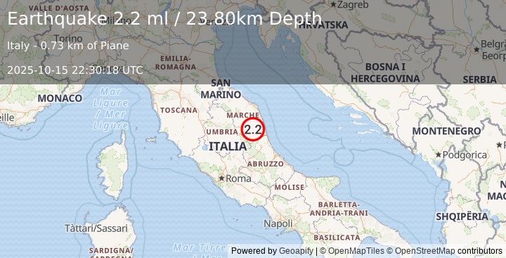 Earthquake CENTRAL ITALY (2.2 ml) (2025-10-15 22:30:18 UTC)