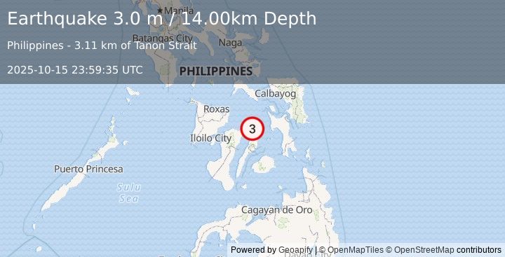 Earthquake NEGROS- CEBU REG, PHILIPPINES (3.0 m) (2025-10-15 23:59:35 UTC)