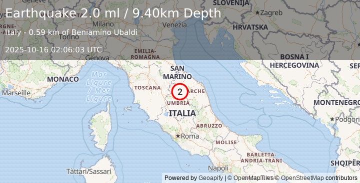 Earthquake CENTRAL ITALY (2.0 ml) (2025-10-16 02:06:03 UTC)