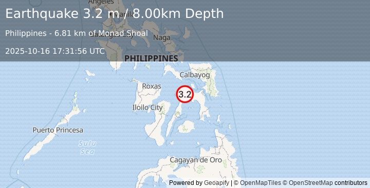 Earthquake LEYTE, PHILIPPINES (3.2 m) (2025-10-16 17:31:56 UTC)