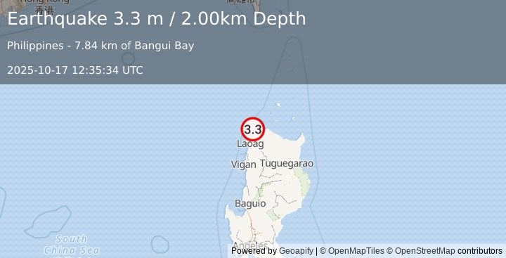 Earthquake LUZON, PHILIPPINES (3.3 m) (2025-10-17 12:35:34 UTC)