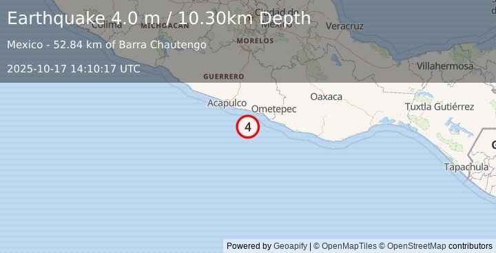 Earthquake OFFSHORE GUERRERO, MEXICO (4.0 m) (2025-10-17 14:10:17 UTC)