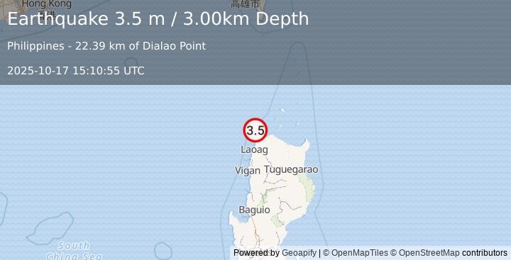 Earthquake LUZON, PHILIPPINES (3.5 m) (2025-10-17 15:10:55 UTC)