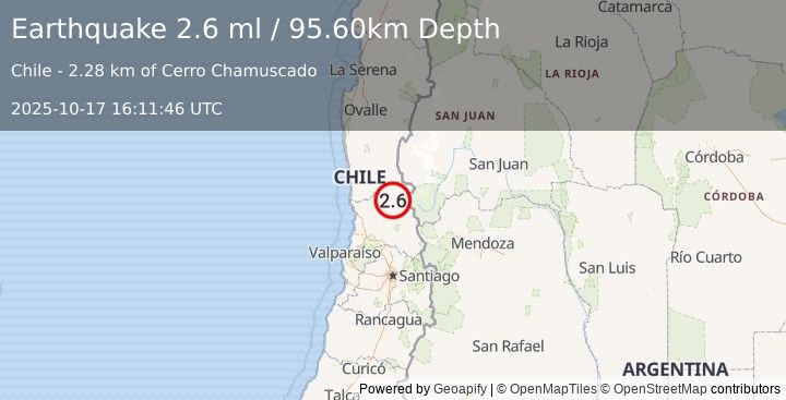 Earthquake VALPARAISO, CHILE (2.6 ml) (2025-10-17 16:11:46 UTC)