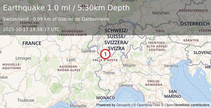 Earthquake SWITZERLAND (1.0 ml) (2025-10-17 18:58:17 UTC)