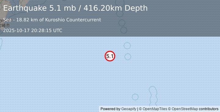 Earthquake IZU ISLANDS, JAPAN REGION (4.6 mb) (2025-10-17 20:28:15 UTC)