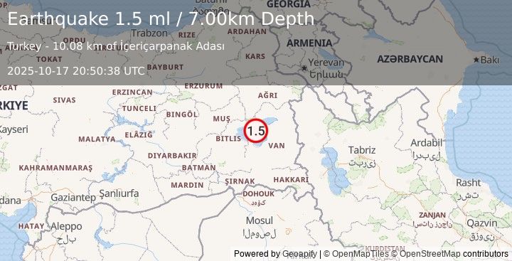 Earthquake EASTERN TURKEY (1.4 ml) (2025-10-17 20:51:02 UTC)