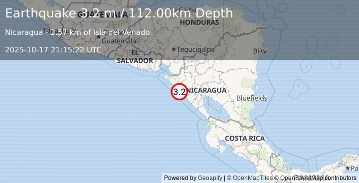 Earthquake NICARAGUA (3.2 m) (2025-10-17 21:15:22 UTC)