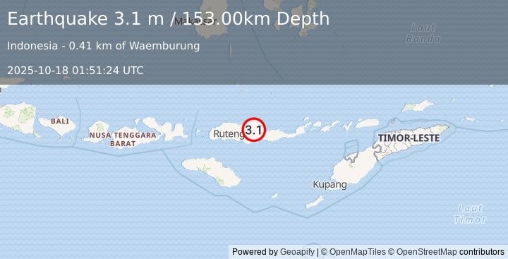 Earthquake FLORES REGION, INDONESIA (3.1 m) (2025-10-18 01:51:24 UTC)