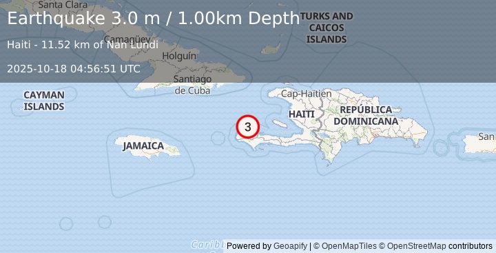 Earthquake HAITI REGION (3.0 m) (2025-10-18 04:56:51 UTC)
