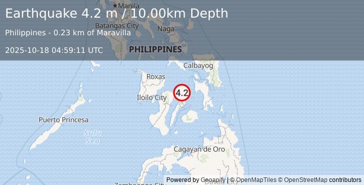 Earthquake NEGROS- CEBU REG, PHILIPPINES (4.2 m) (2025-10-18 04:59:11 UTC)