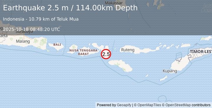 Earthquake SUMBAWA REGION, INDONESIA (2.5 m) (2025-10-18 08:48:20 UTC)