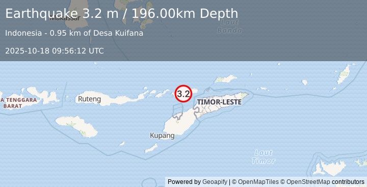 Earthquake KEPULAUAN ALOR, INDONESIA (3.2 m) (2025-10-18 09:56:12 UTC)