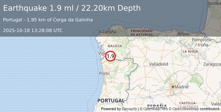 Earthquake SPAIN (1.9 ml) (2025-10-18 13:28:08 UTC)