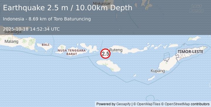 Earthquake FLORES REGION, INDONESIA (2.5 m) (2025-10-18 14:52:34 UTC)