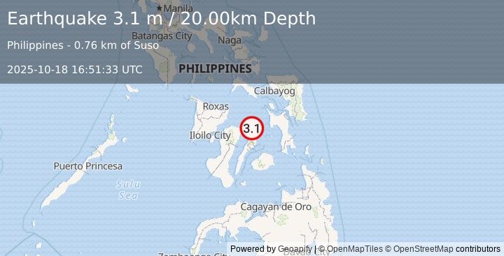 Earthquake NEGROS- CEBU REG, PHILIPPINES (3.1 m) (2025-10-18 16:51:33 UTC)
