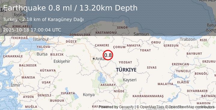 Earthquake CENTRAL TURKEY (0.8 ml) (2025-10-18 17:00:04 UTC)