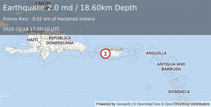 Earthquake PUERTO RICO (2.0 md) (2025-10-18 17:50:10 UTC)