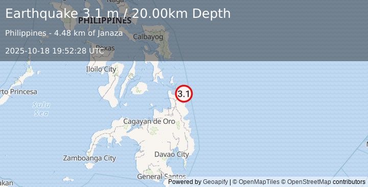Earthquake MINDANAO, PHILIPPINES (3.1 m) (2025-10-18 19:52:28 UTC)